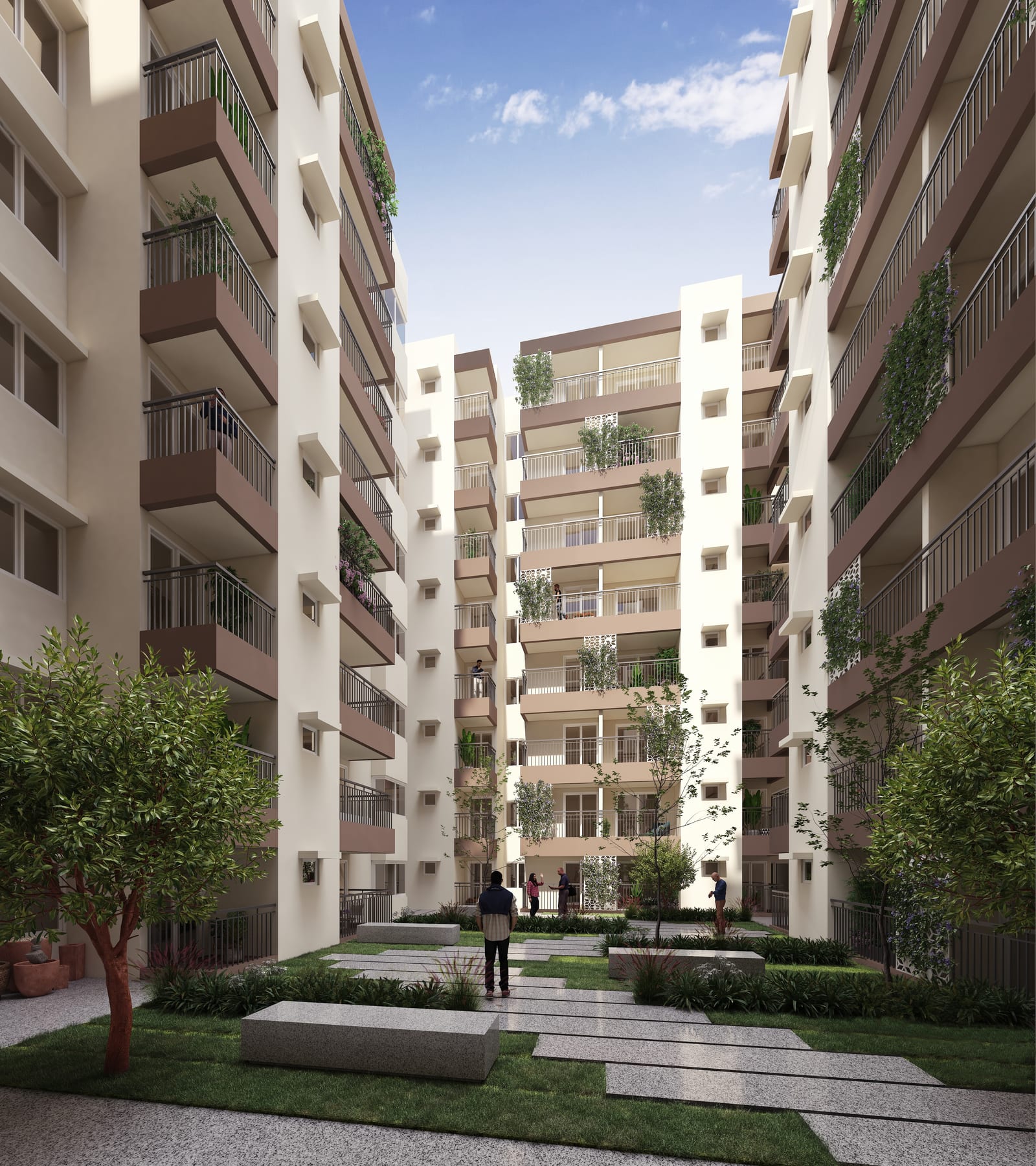 Landscaped courtyard at Green Boulevard